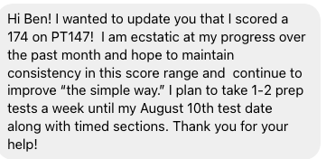 Student testimonial screenshot